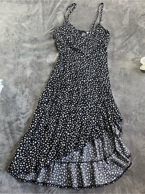 Shasa Black and White High-Low Spaghetti Strap Dress